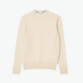 Cable Knit Carded Wool Crew Neck Sweater