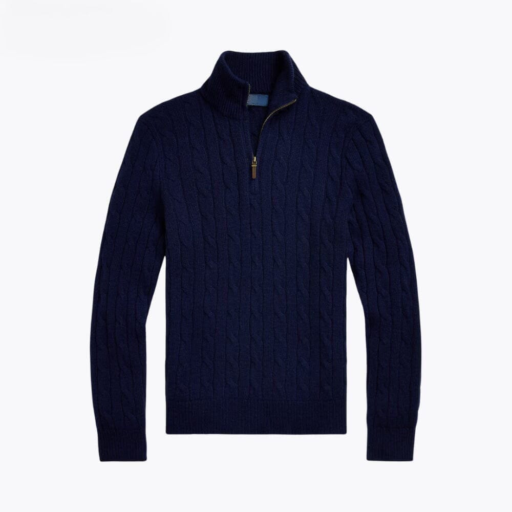 Cable-Knit Cashmere Quarter-Zip Jumper