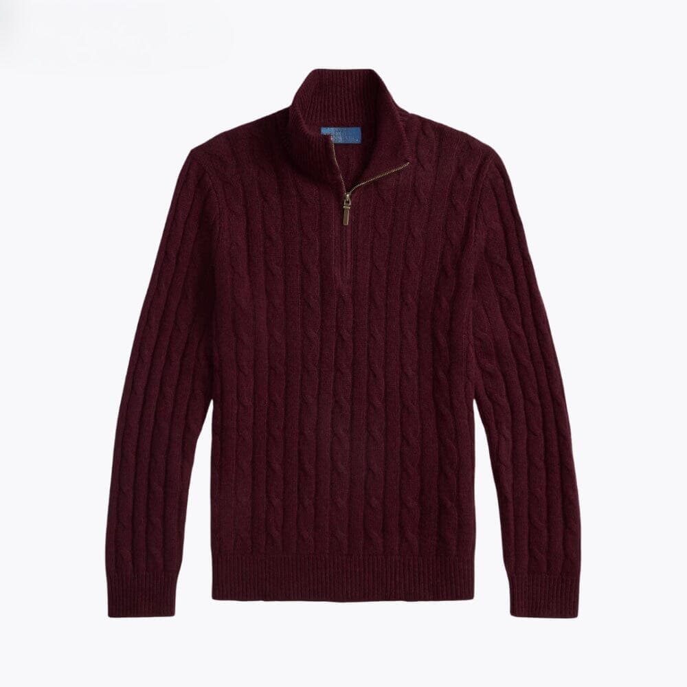 Cable-Knit Cashmere Quarter-Zip Jumper