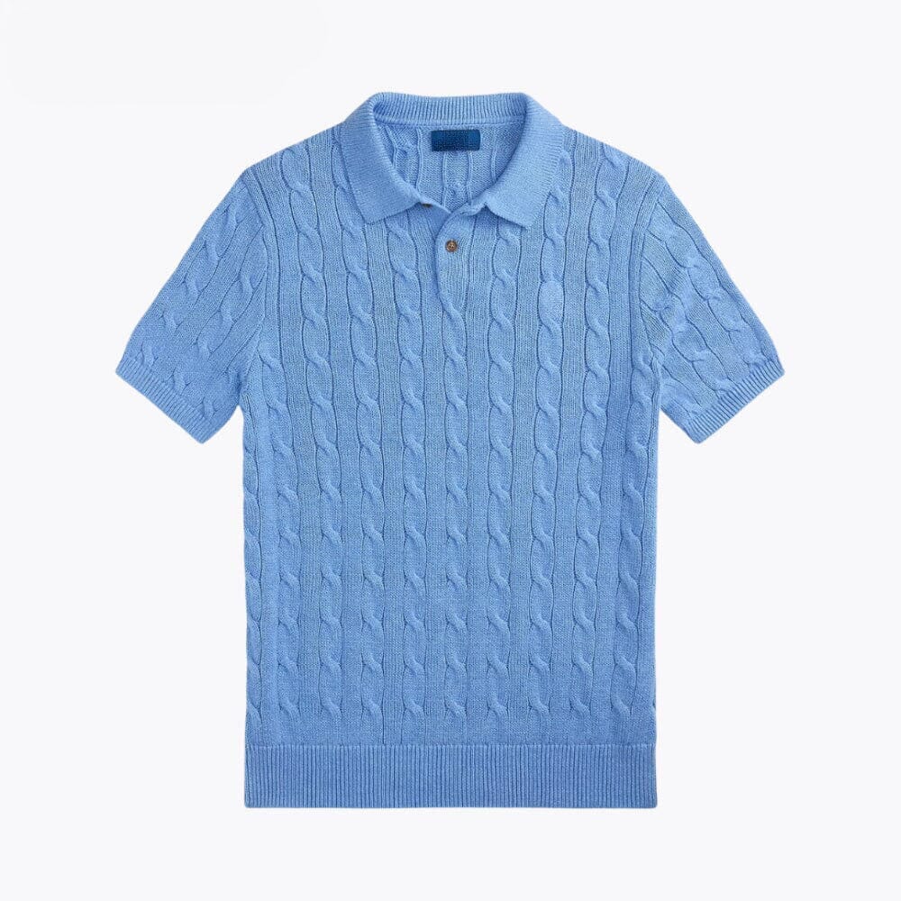 Cable-Knit Cotton Polo-Collar Sweater