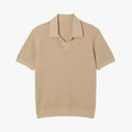 Cotton Blend Open Polo Collar Sweater