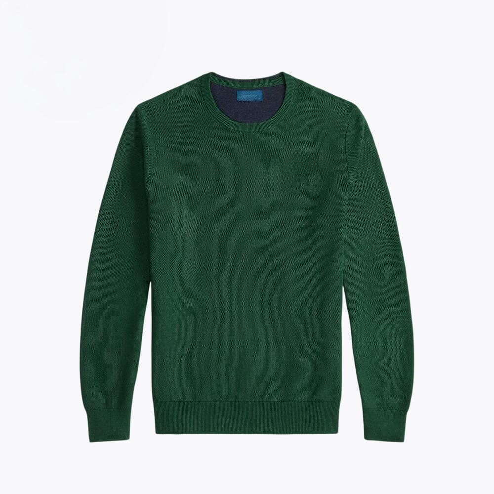 Mesh-Knit Cotton Crewneck Sweater