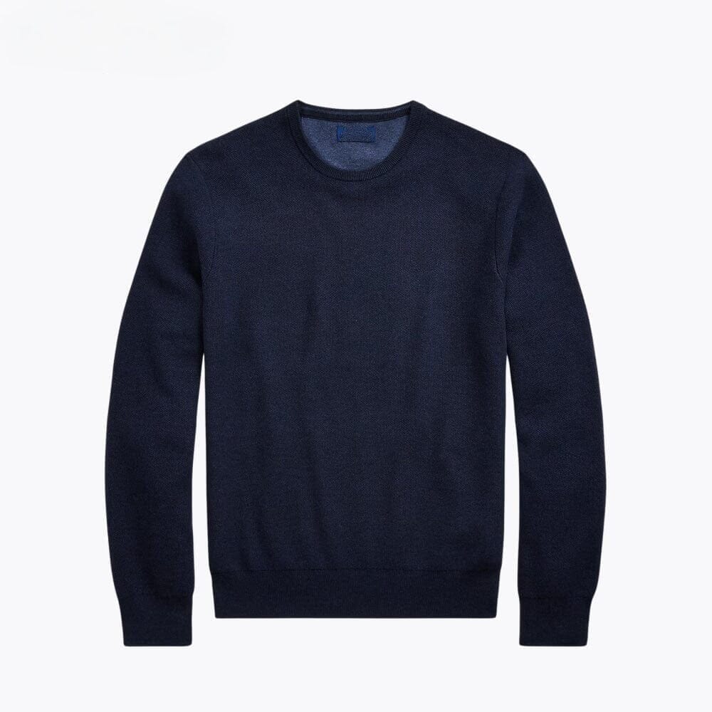 Mesh-Knit Cotton Crewneck Sweater