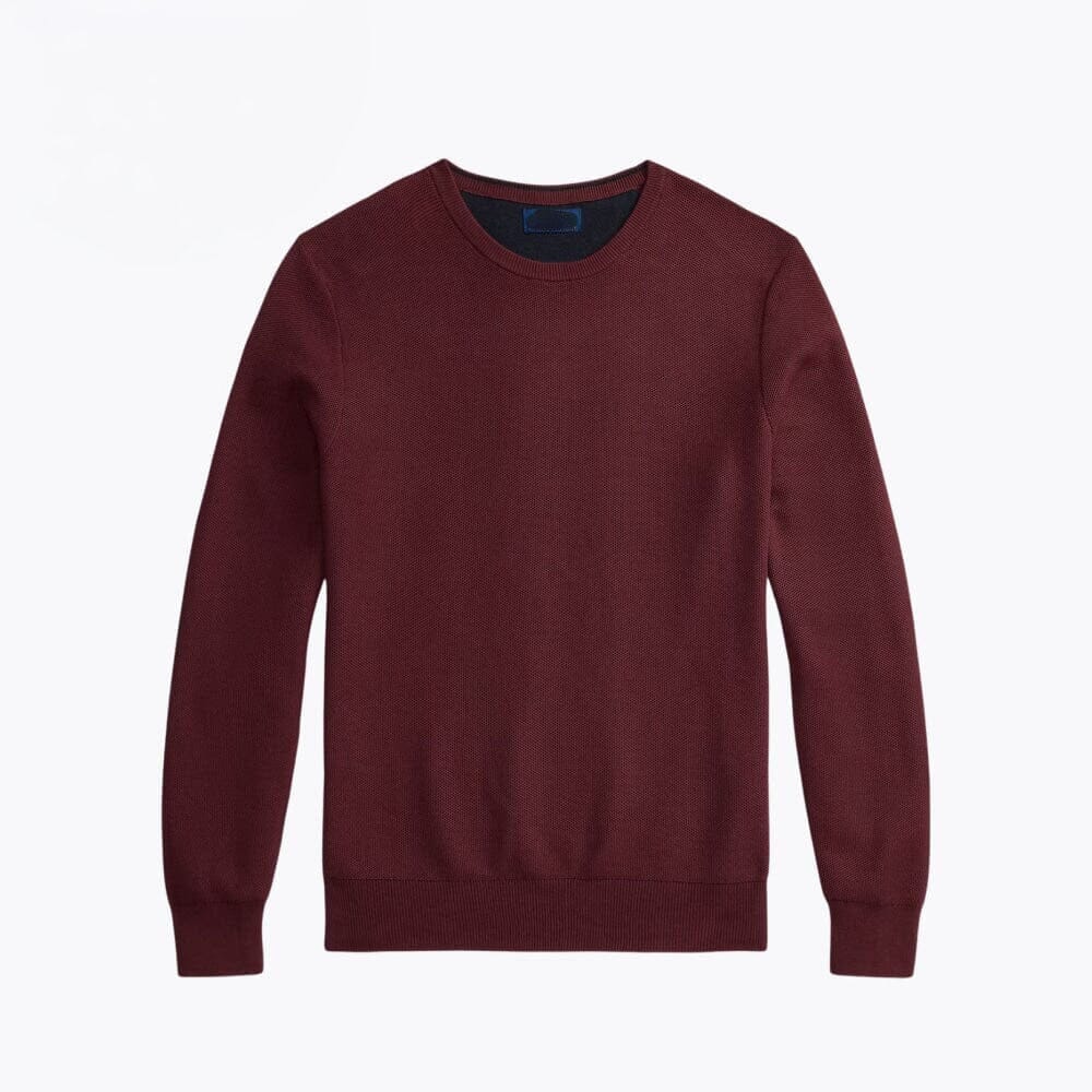 Mesh-Knit Cotton Crewneck Sweater
