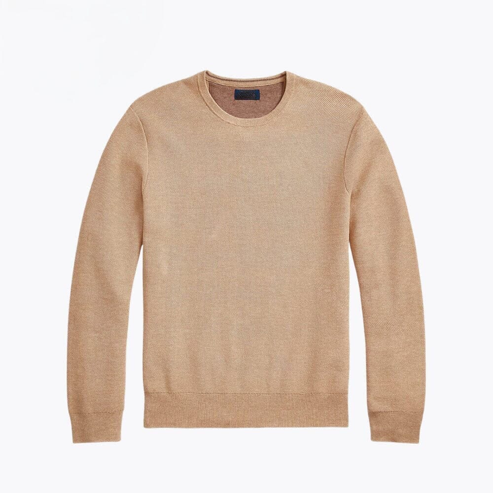 Mesh-Knit Cotton Crewneck Sweater