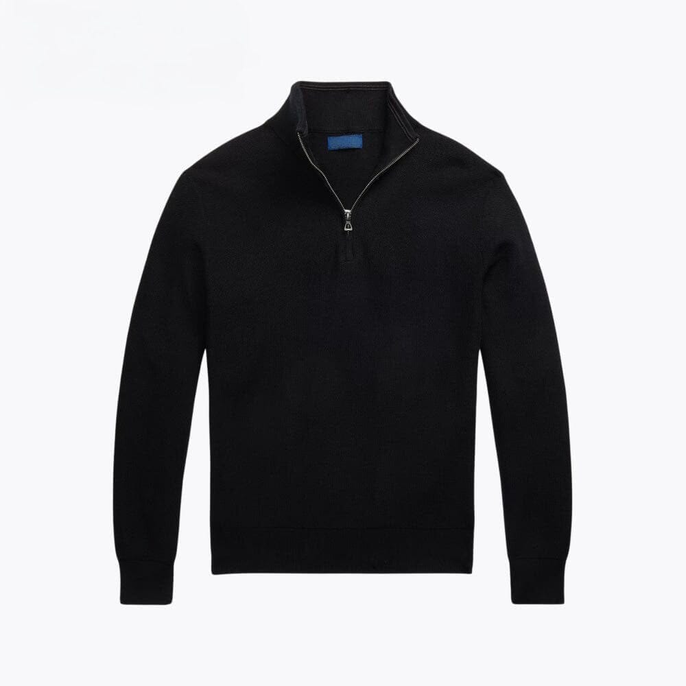 Mesh-Knit Cotton Quarter-Zip Sweater