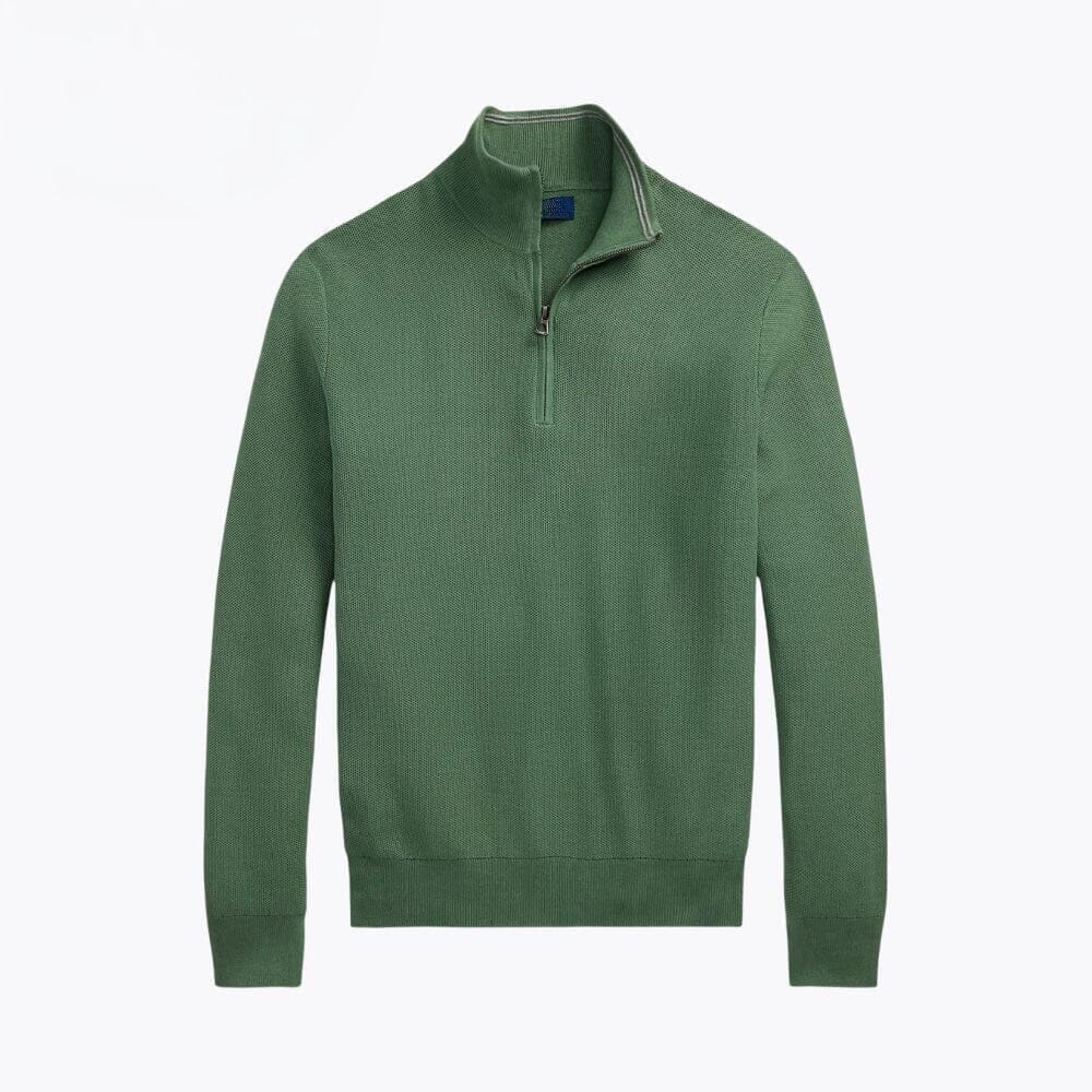 Mesh-Knit Cotton Quarter-Zip Sweater