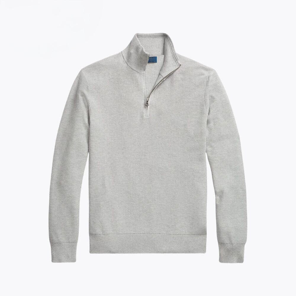 Mesh-Knit Cotton Quarter-Zip Sweater