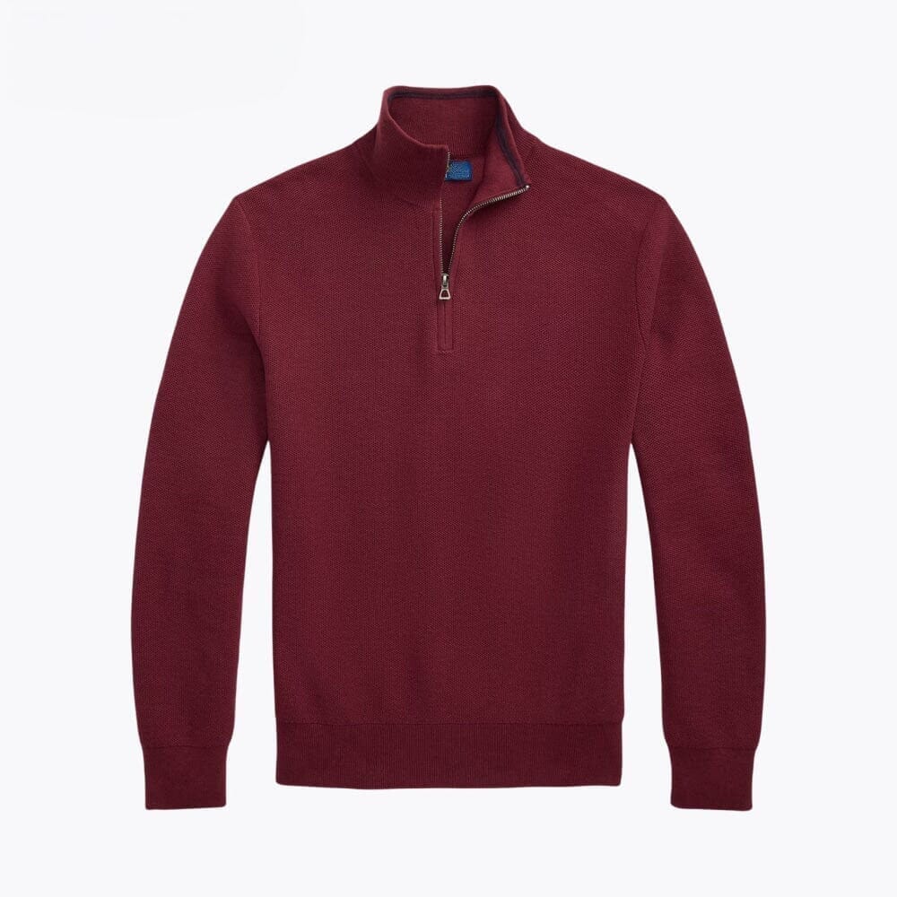 Mesh-Knit Cotton Quarter-Zip Sweater