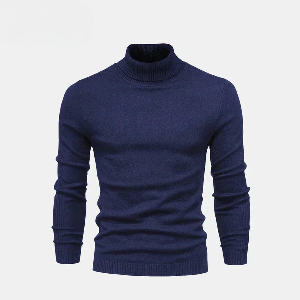 Turtleneck Cable-Knit Wool Knit Sweater